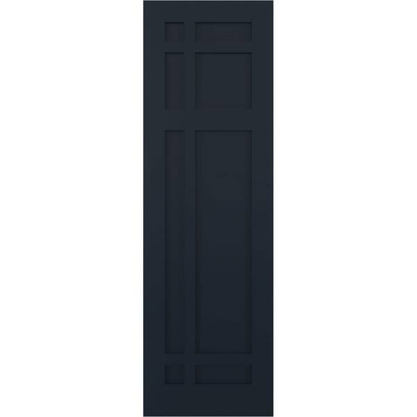 Ekena Millwork 15 in. x 55 in. True Fit Flat Panel PVC San Juan Capistrano Mission Style Fixed Mount Shutters Pair, Starless Night Blue
