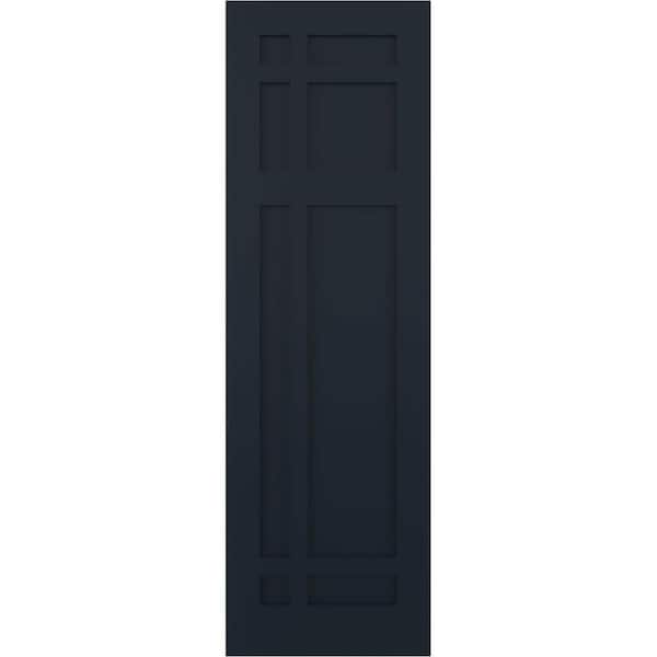 Ekena Millwork 18 in. x 75 in. Flat Panel True Fit PVC San Juan Capistrano Fixed Mount Shutters Pair in Starless Night Blue