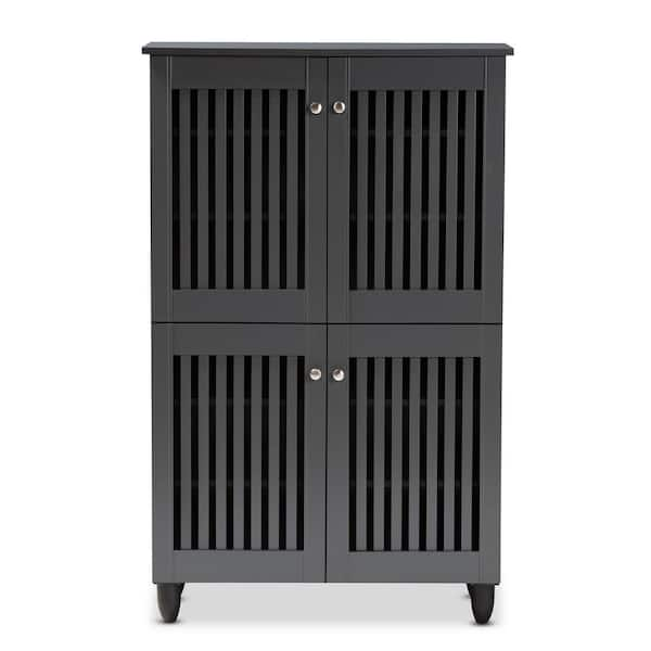 Baxton Studio 48.2 in. H x 30 in. W Gray Wood Shoe Storage Cabinet