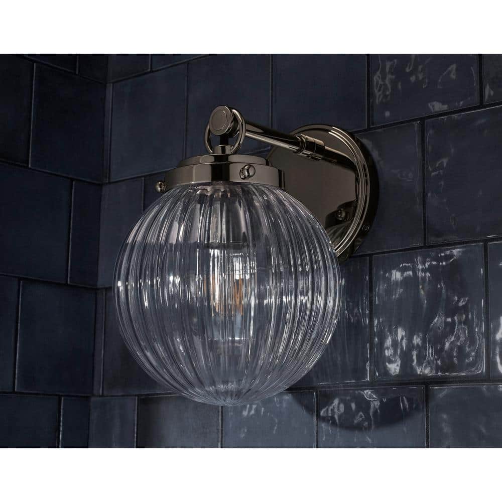 Polished Nickel Glass Globe Wall Sconce