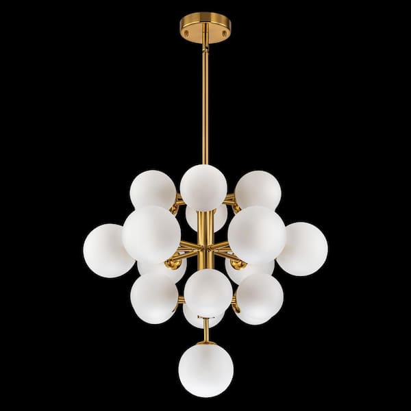 Rennnsan Alex 19-Light Brushed Gold Sputnik Tiered Cluster Globe