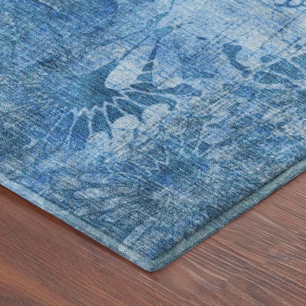Mayfield Premium Machine Washable Abstract AMF2224 Denim 5 ft. x 7 ft. 6 in. Area Rug