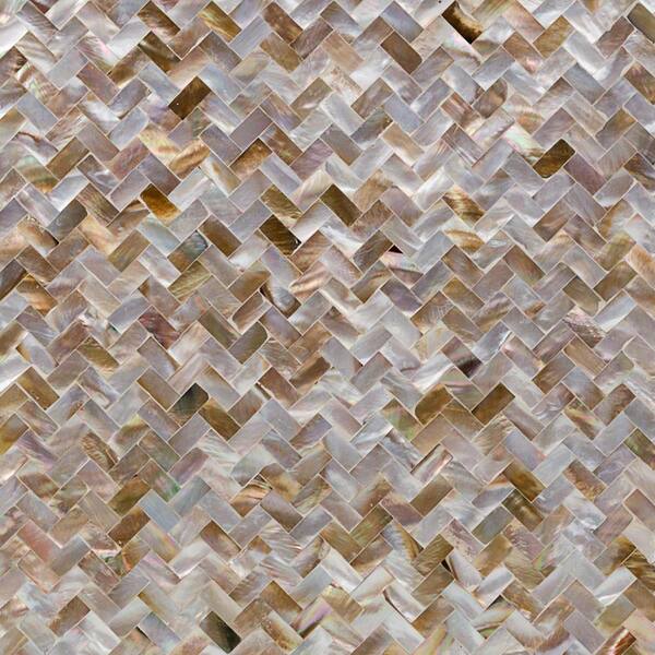 Ivy Hill Tile Lokahi Brume Gold Herringbone 11-5/8 in. x 12 in. x 2 mm Pearl Shell Mosaic Tile