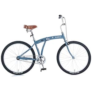 Blue 26 in. Single Speed Folding Bicycles, Beach Cruiser Bike