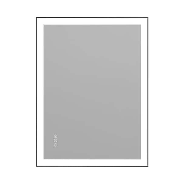 24 in. W x 32 in. H Rectangular Framed Anti-Fog Wall-Mounted LED Bathroom Vanity Mirror in Tempered Glass