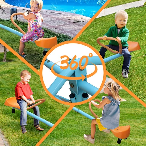 30 in. L x 18 in. W x 7 in. H Outdoor Kids Game Spinning Swivel Sit Teeter Totter Playground Equipment Children Gift
