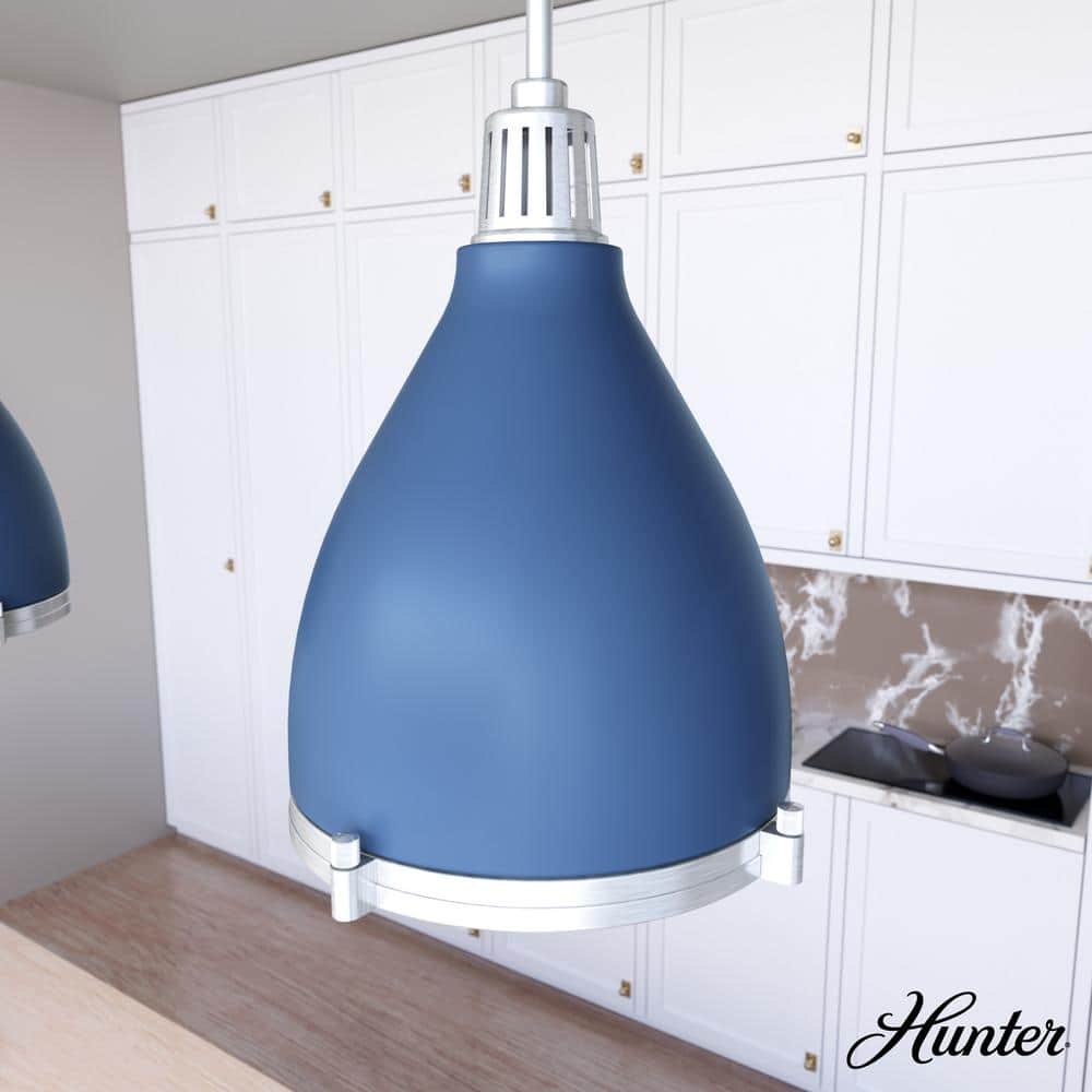 Hunter Bluff View 14" Indigo Blue Brushed Nickel 3-Light Pendant