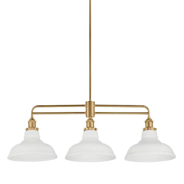 Home Decorators Collection Rockwood 3-Light Gold Dining Room Chandelier, Linear Kitchen Island Pendant Light