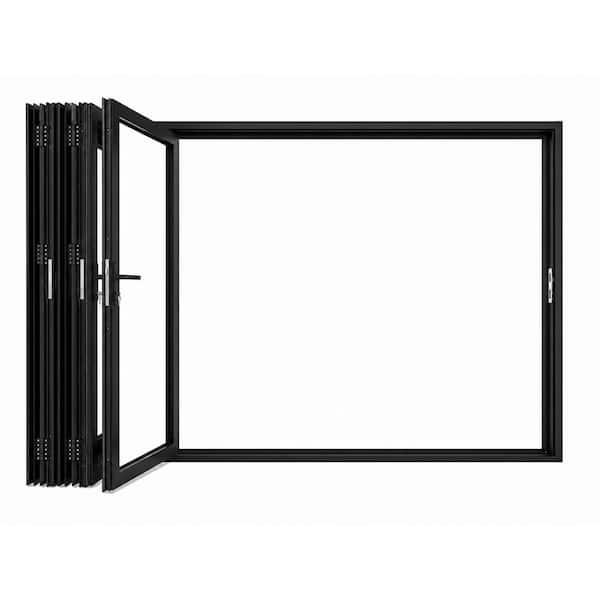 TEZA DOORS Teza 75 Series 144 in. x 80 in. Matte Black Left Hand