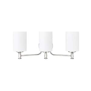 Ailey 21.625 in. 3-Light Polished Nickel Vanity-Light Etched Opal White