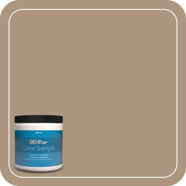 BEHR PREMIUM PLUS 8 oz. Home Decorators Collection #HDC-SP14-5 Mocha Tan Satin Enamel Interior/Exterior Paint & Primer Color Sample