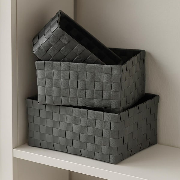 4.2 in. H x 5.3 in. W x 7.8 in. D Gray Plastic Cube Storage Bin