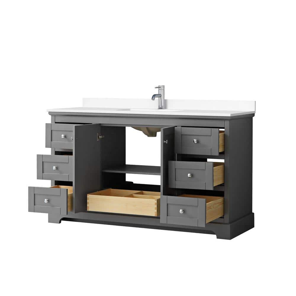 Avery 60'' Dark Gray Single Bathroom Vanity with Marble Top