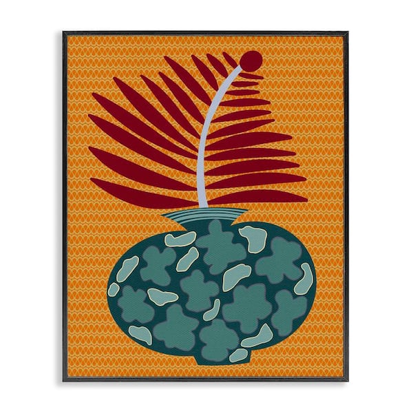 Stupell Industries Modern Vase on Yellow by Regina Moore Black Framed Nature Giclee Art Print 30 in. x 24 in.