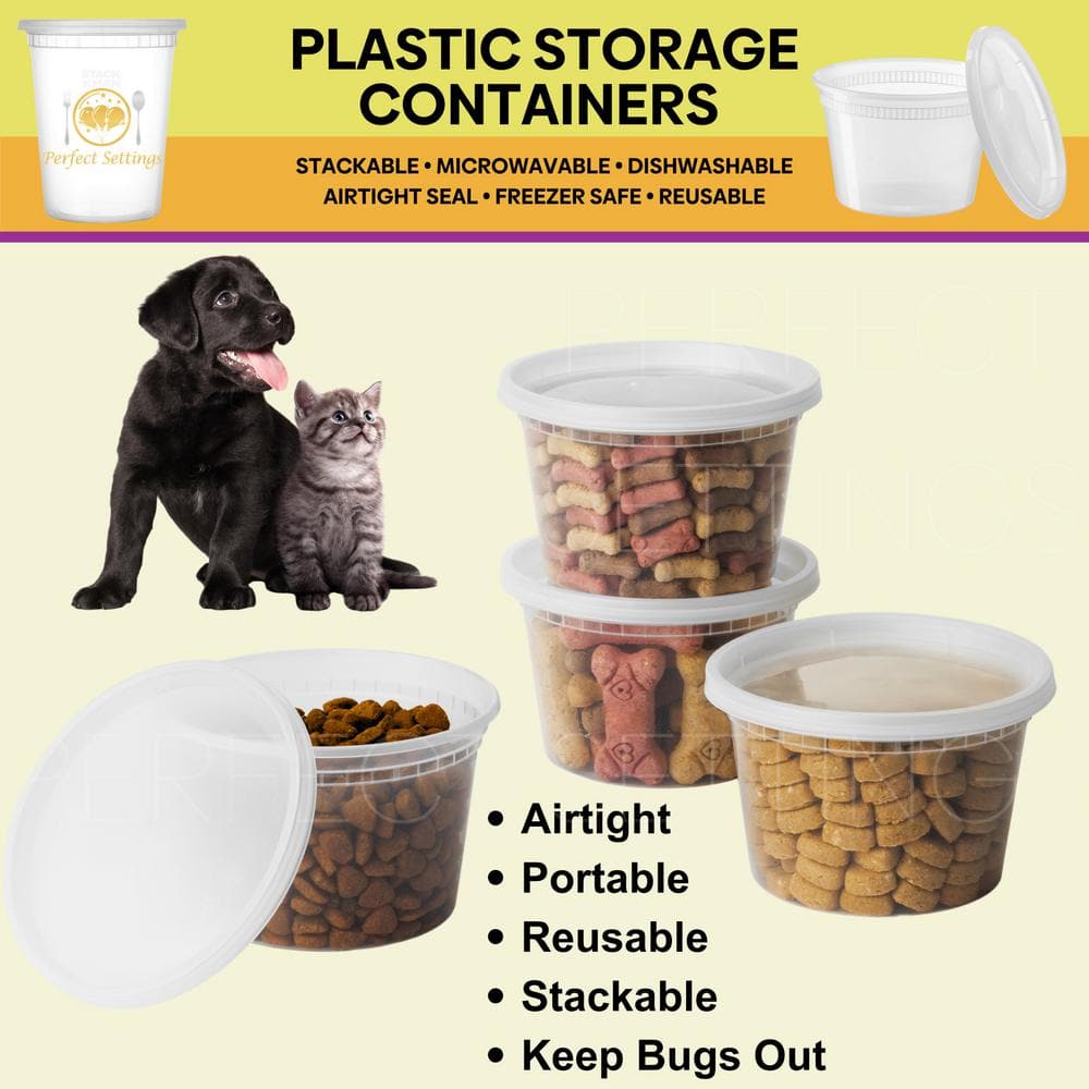 Clear 16oz Plastic Meal Prep Containers with Snap Lids, Set of 40
