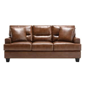 2-Piece Garrin Series Modern Couch Set Brown Faux Leather Sofa and Loveseat Living Room Set