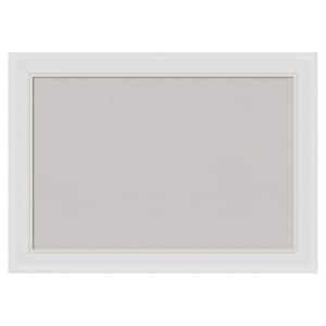 Flair Soft White Narrow Framed Grey Corkboard 28 in. x 20 in Bulletin Board Memo Board