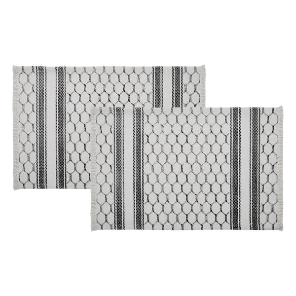 VHC BRANDS Down Home 19 in. W x 13 in. H White Cotton Chicken Wire Placemat (Set of 2)