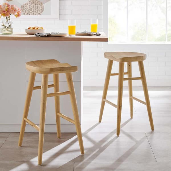 Saville 27 in. in Oak Backless Wood Counter Stools - Set of 2