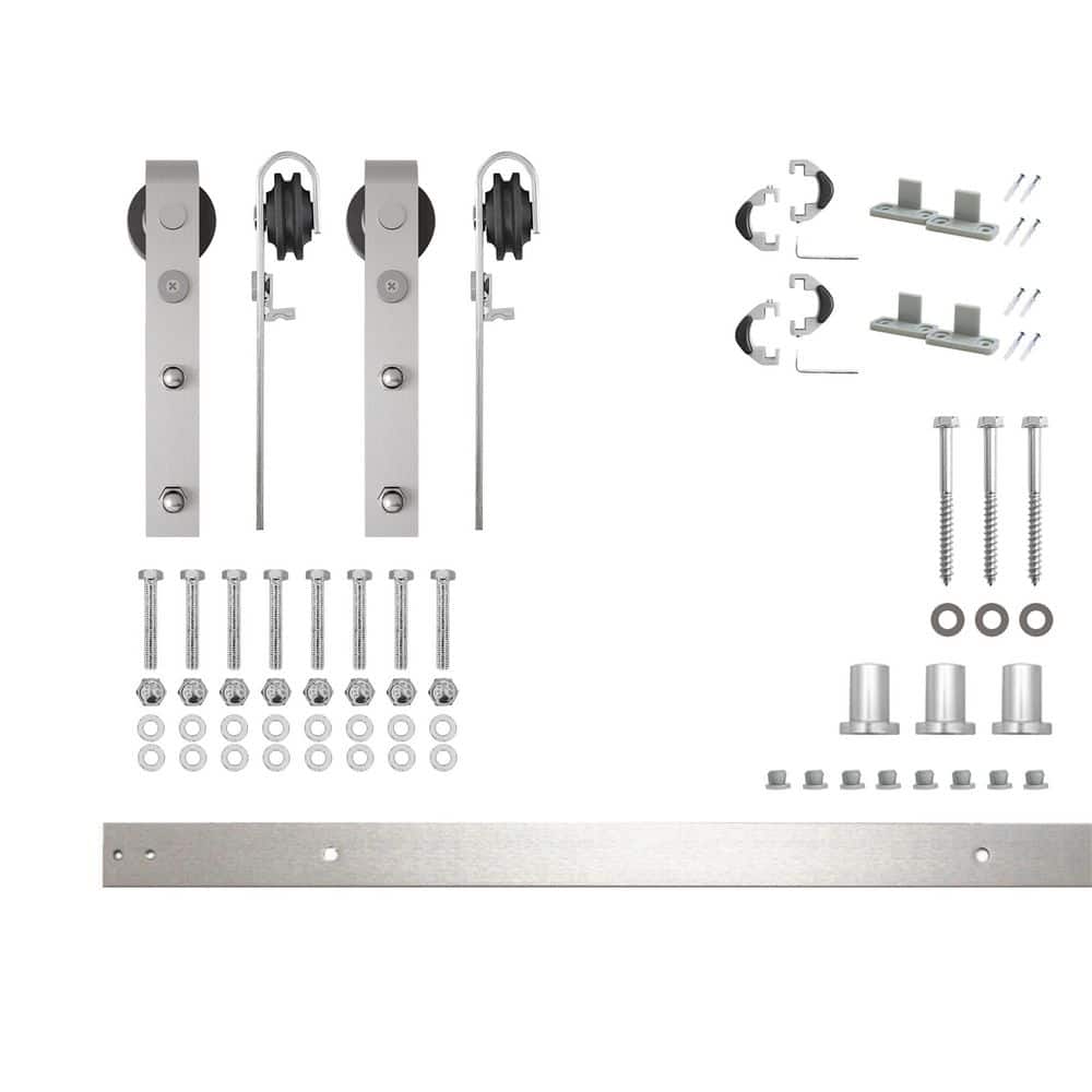 4 ft./48 in. Brushed Nickel Non-Bypass Sliding Barn Door Track and Hardware Kit for Double Doors price history on PriceWatchPro