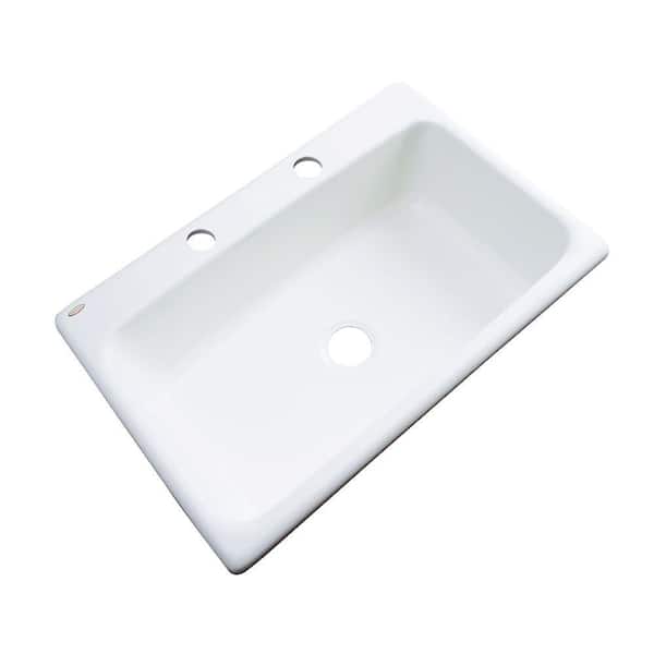 Thermocast Manhattan Drop-In Acrylic 33 in. 2-Hole Single Bowl Kitchen Sink in White