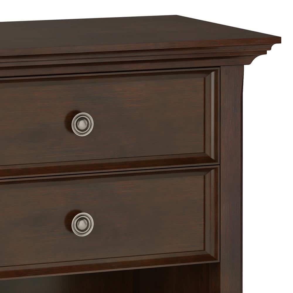 Amherst Solid Wood 2-Drawer Nightstand in Russet Brown