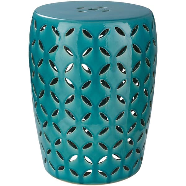 Livabliss Araceli Teal Garden Stool