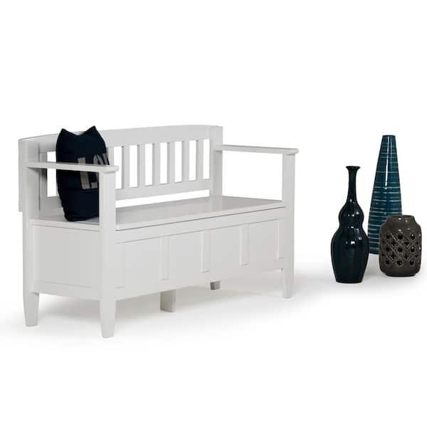 Simpli Home Brooklyn 48 in. Wide Solid Wood Entryway Storage Bench