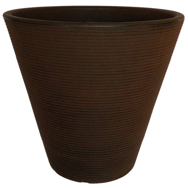 Planters Online 16 in. Round Rust Resin Ribbed Cone Planter