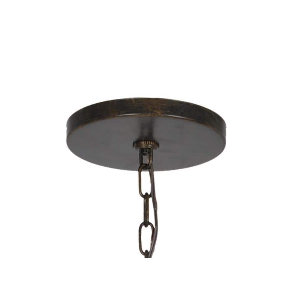 English Bronze 6-Light Outdoor Chandelier with Clear Glass Drops