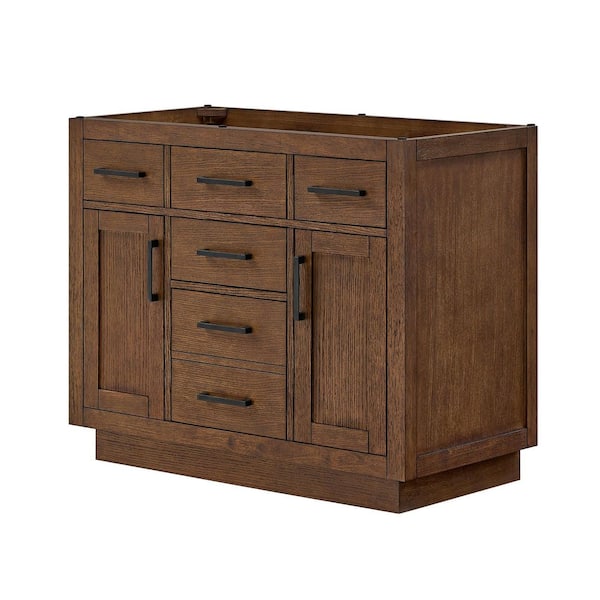 Beckett TK 41 in. Bath Vanity Cabinet without Top in Dark Oak with Matte Black Trim