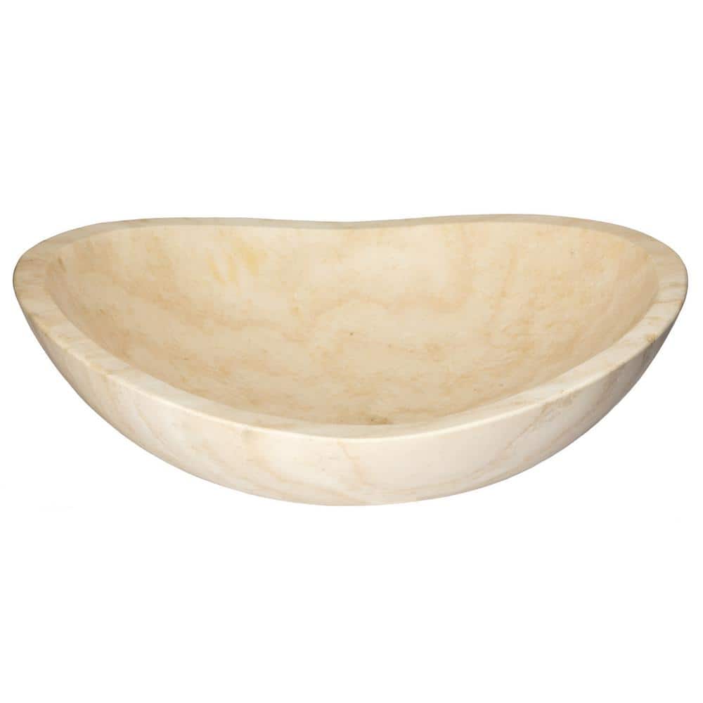 Beige Stone Canoe Shaped Bathroom Sink