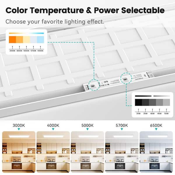 AIKVSXER 1 ft. x 4 ft. 5500 LM White Integrated LED Panel Light