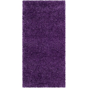 Milan Shag 2 ft. x 4 ft. Purple Solid Area Rug