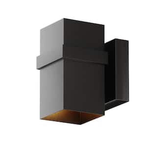 Como Aluminum 1-Light Black Cylinder Outdoor Contemporary Dark Sky Wall Sconce Lamp
