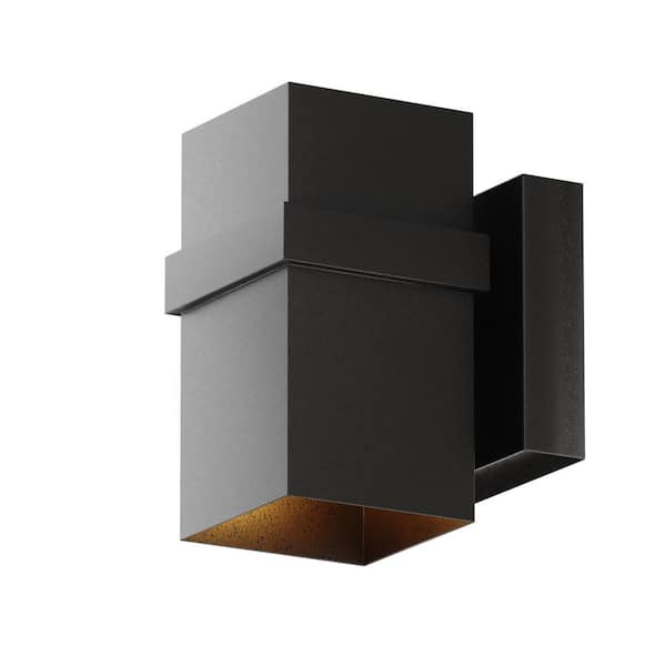 NORTH AVENUE Como Aluminum 1-Light Black Cylinder Outdoor Contemporary Dark Sky Wall Sconce Lamp