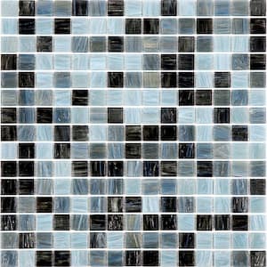 Mingles 12 in. x 12 in. Glossy Dark Gray Glass Mosaic Wall and Floor Tile (20 sq. ft./case) (20-pack)