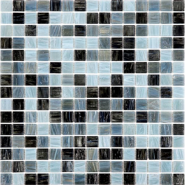 Apollo Tile Mingles 4" x 6" Glossy Dark Gray Glass Mosaic Uniform square Wall and Floor Sample Tile (0.13 sq. ft./Piece) (1-Pack)
