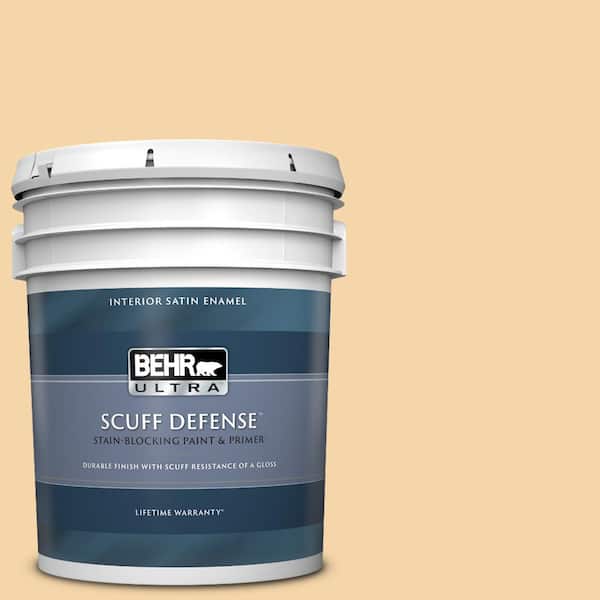 BEHR ULTRA 5 gal. #PPU6-08 Pale Honey Extra Durable Satin Enamel Interior Paint & Primer