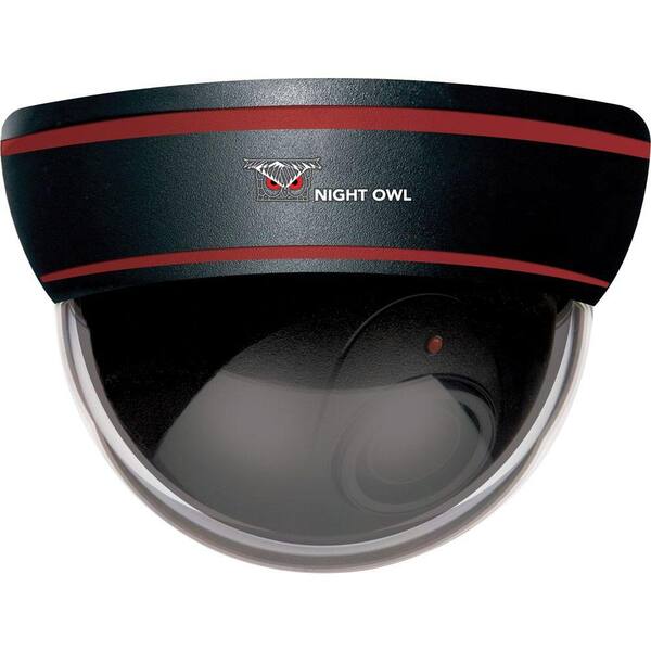 Night Owl Wireless Indoor or Outdoor Decoy Dome Dummy Surveillance Camera with Flashing LED Light in Black