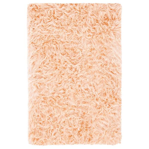 Faux Sheep Skin 2 ft. x 3 ft. Light Pink Solid Area Rug