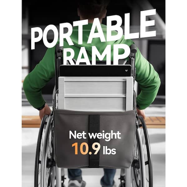 マットグレーでアイアンな極細鉄脚♪ 20×400×350mm 台形型 2脚ver 2 Feet Portable Folding Wheelchair Ramp Non-Skid Aluminum
