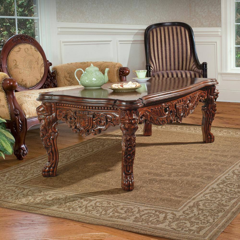 Grand Mahogany Lion Leg Rectangular Coffee Table
