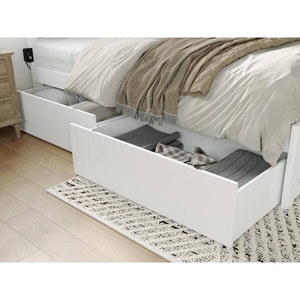 AFI Canyon White Solid Wood King Platform Bed with Matching Footboard