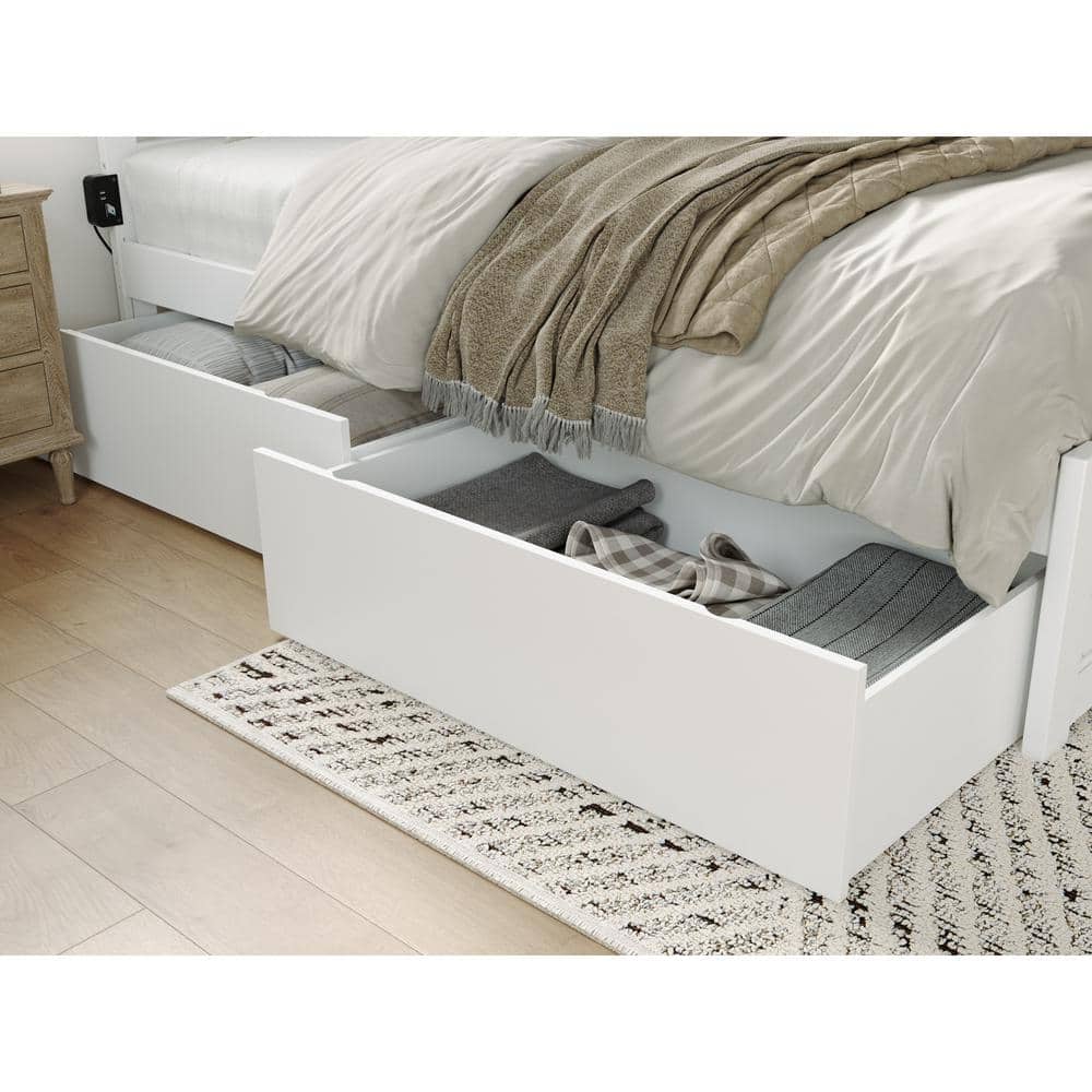 Canyon White King Wood Platform Bed with Storage Drawers