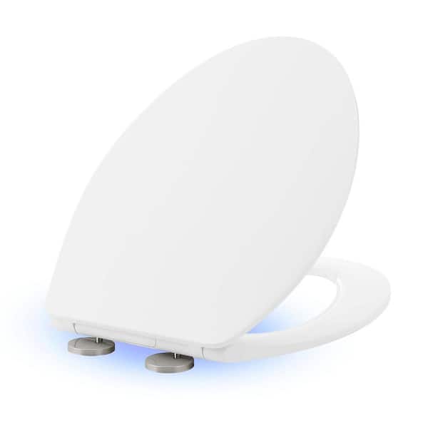 Swiss Madison Lumiere Elongated Quick-Release Closed Front Toilet Seat with Night Light in White