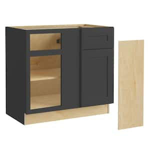 Newport 36 in. W x 24 in. D x 34.5 in. H Assembled Plywood Blind Base Kitchen Cabinet in Deep Onyx with Soft Close LH