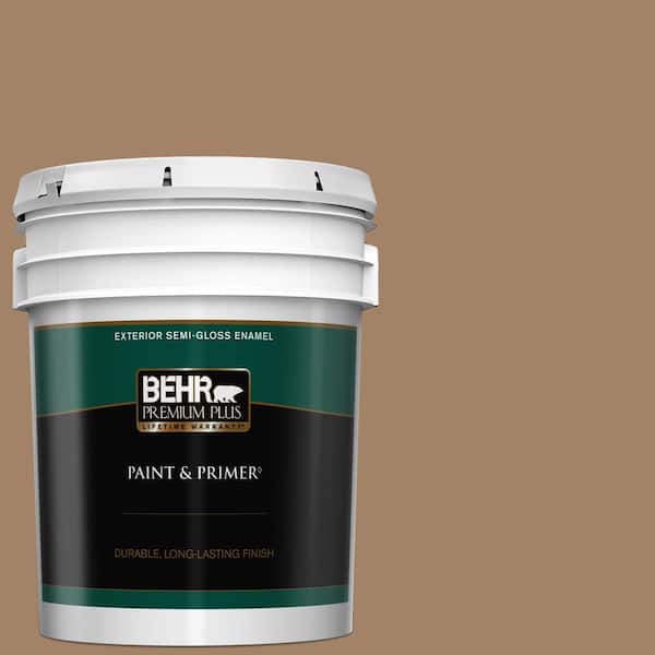 BEHR PREMIUM PLUS 5 gal. #280F-5 New Chestnut Semi-Gloss Enamel Exterior Paint & Primer