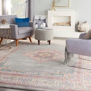 Passion Grey 12 ft. x 18 ft. Bordered Transitional Area Rug