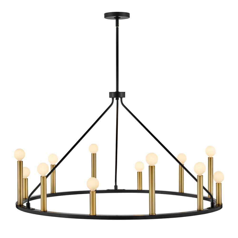 Lazlo Black and Brass 12-Light Candle Chandelier
